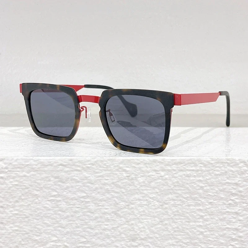 Высокое качество, винтажные квадратные солнцезащитные очки из ацетата из сплава для мужчин и женщин, японские дизайнерские брендовые модные очки ручной работы UV400