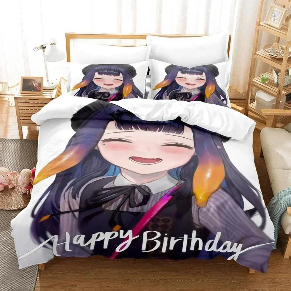 3D Ninomae Inanis holoEN Bedding Set Duvet Cover Sheet Printed Bed Set Pillowcase Bed Full Queen King Size Comforter Bedroom 4