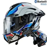 Flip up Motorcycle Helmet With Bluetooth Dual lens off-road Racing helmet Cascos para moto Motorbike Helmet DOT Approved For BMW