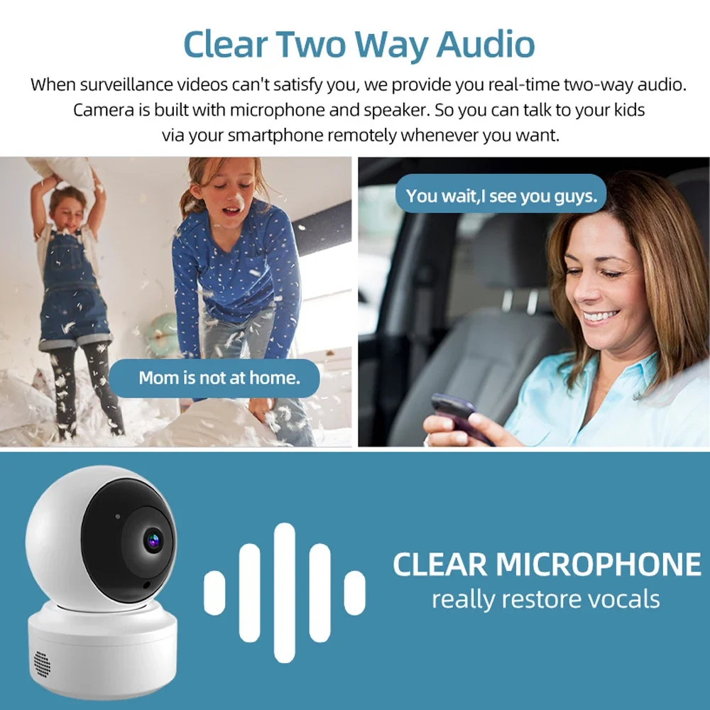 Telecamera CCTV YIIOT Sorveglianza WiFi Wireless 360 °   Telecamera IP panoramica Audio bidirezionale 1080P HD 5MP WI-FI Telecamera di sicurezza domestica Wit