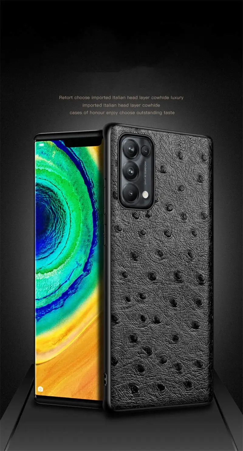 Genuine Leather Case For For Samsung Galaxy S9 S10 S20 S21 Note10 Note20 Ultra Retro Ostrich Grain Back Cover
