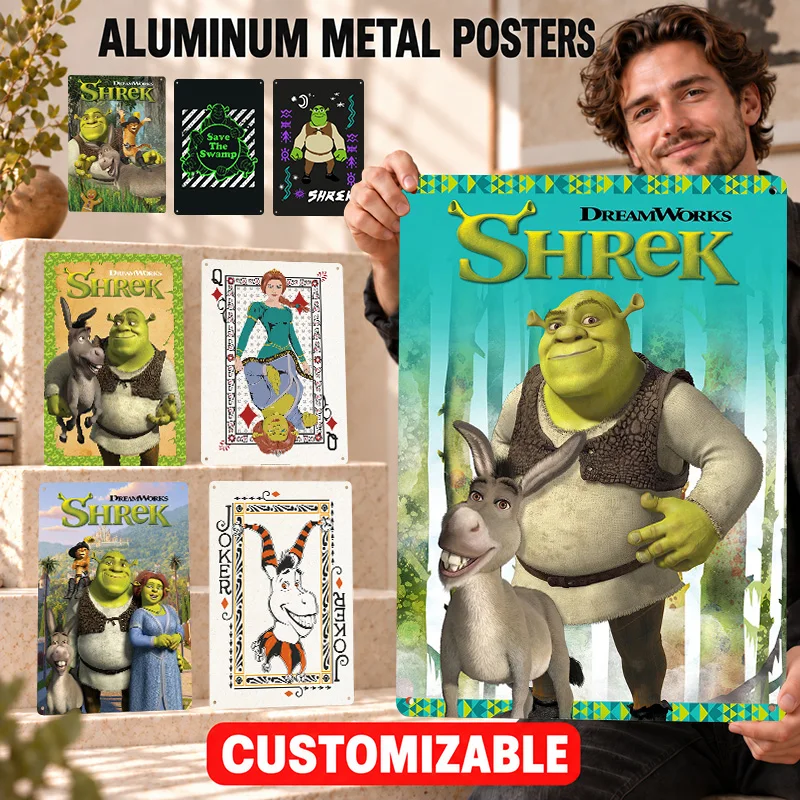 Shrek Printed Posters Bold Decorative Graphic Entertainment Room Wall Art Customized Aluminum Metal Sign Cinema Lover Keepsake