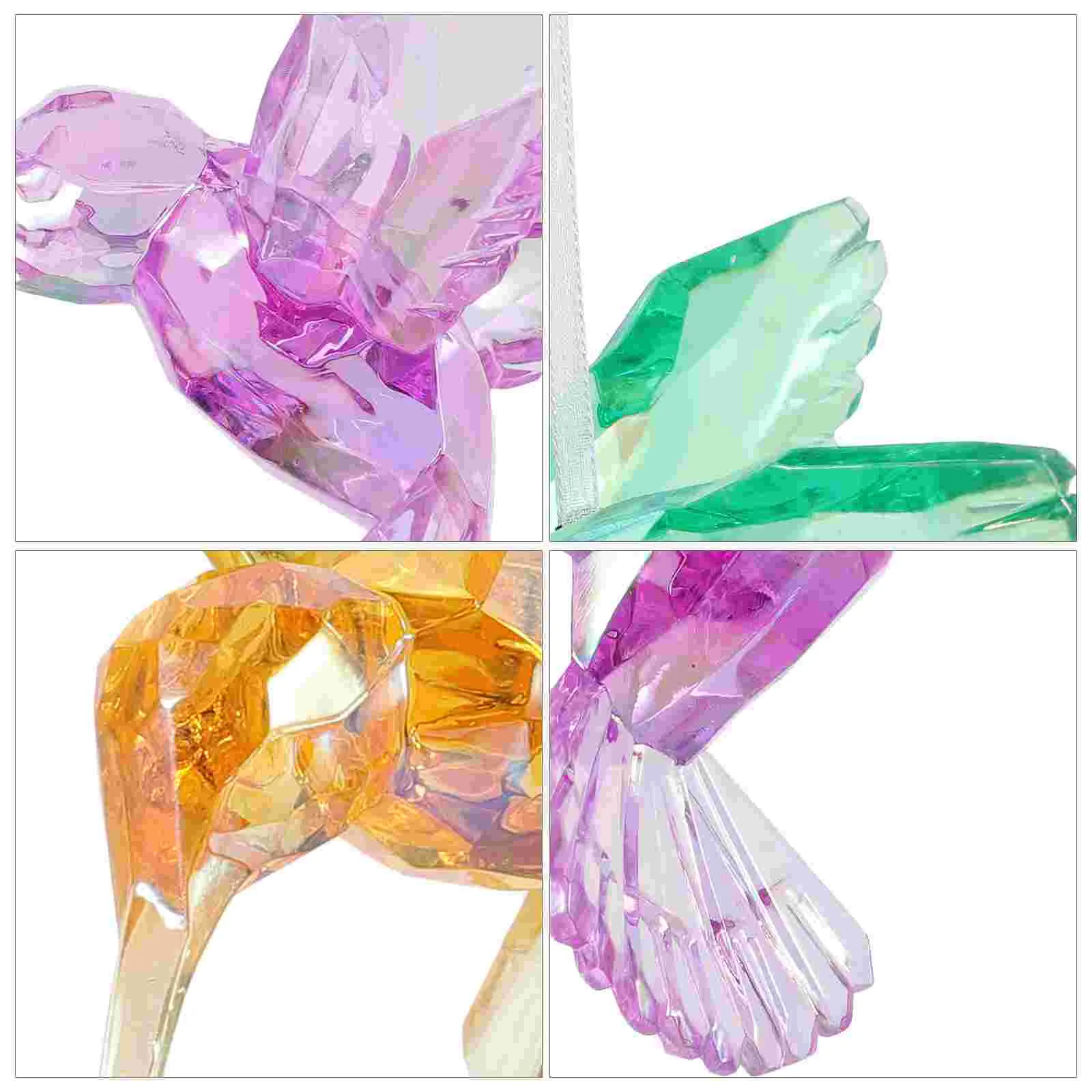 3Pcs Acrylic Hummingbird Ornaments Hanging Iridescent Clear Hummingbird Pendants Crystal Bird Suncatcher Window Decor Memorial