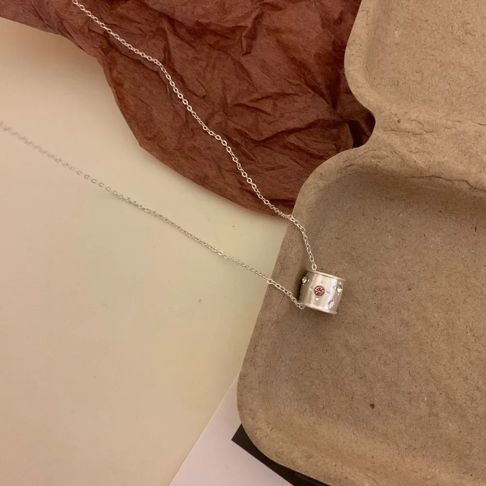 

Choker Solid Circle Pendant Necklace Alloy Jewelry Accessories Clavicle Chain Korean Style Small Rhinestone Exquisite Neckchain