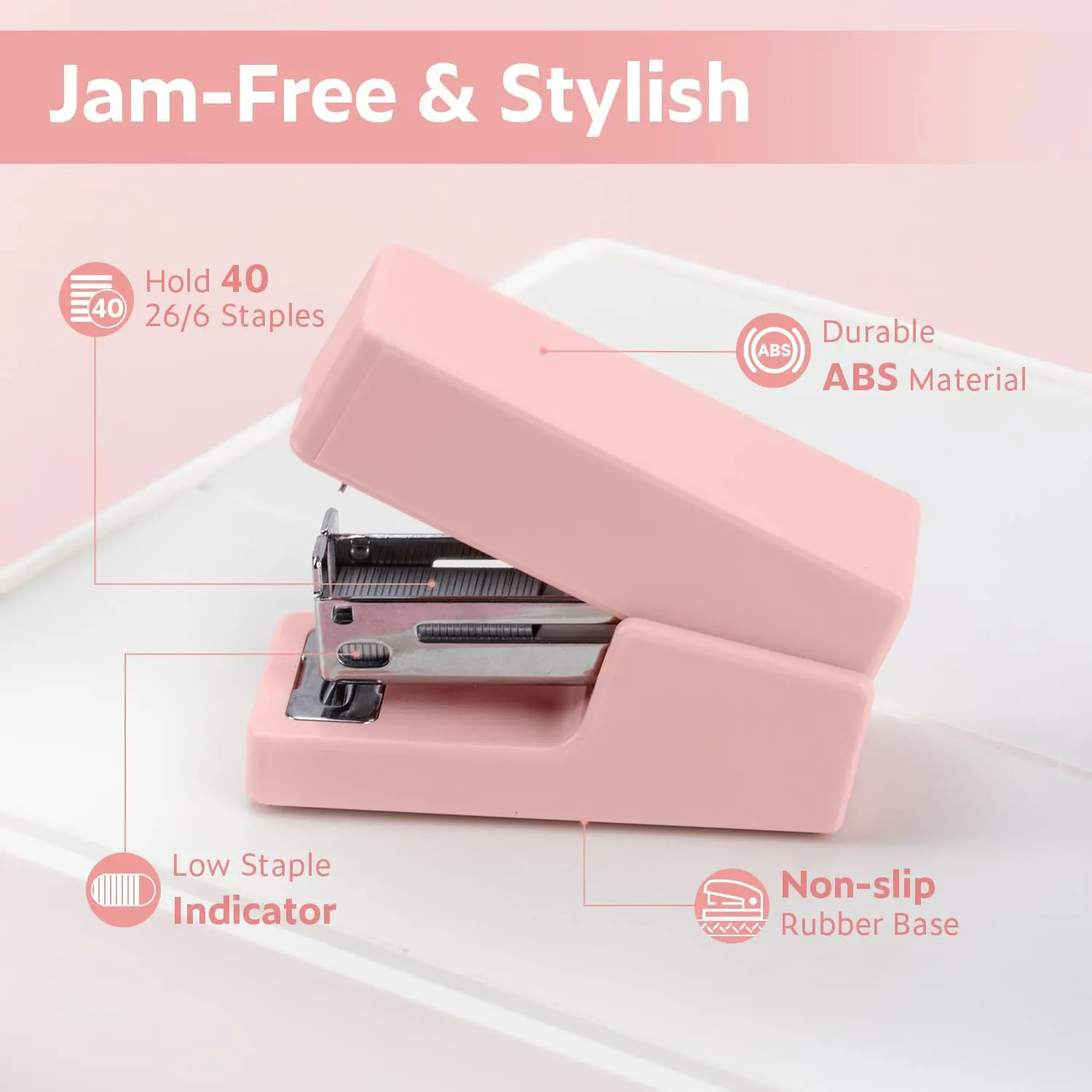 Stapler Mini, Stapler Desktop dengan 400 Staples, Stapler Kantor, Stapler Kantor Desktop Bebas Selai