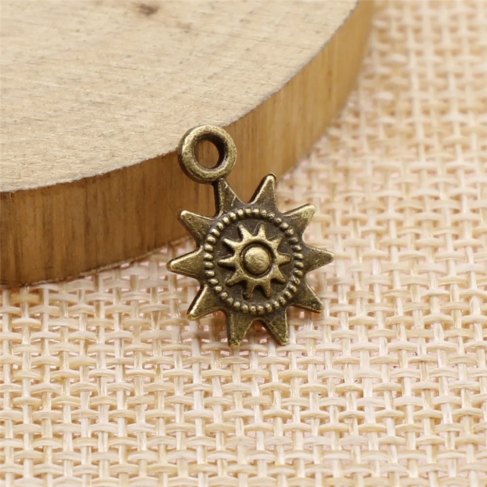 20Pcs/Lot Charms Small Sun 17*12mm Tibetan Gold Bronze Silver Color Pendants Antique Jewelry Making DIY Handmade Craft