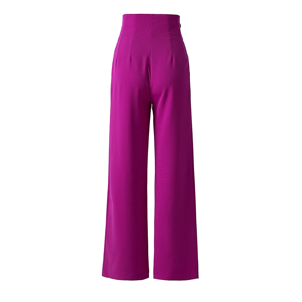 Fresh Summer Candy Color High Waist Wide-leg Trouser Women Quality Street Design Pants for Tall Lady