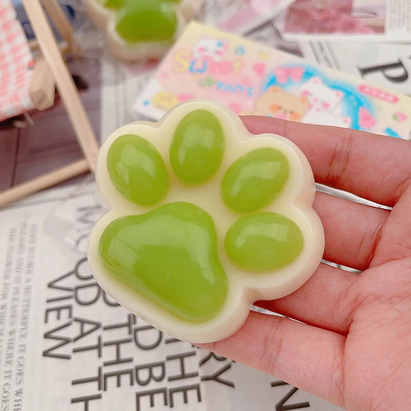 Funny Gift Squeeze Fruit Green Cat Paw Toys Sticky Abreact Decompressing Pinching Cat Paw Soft Relief Relax Props