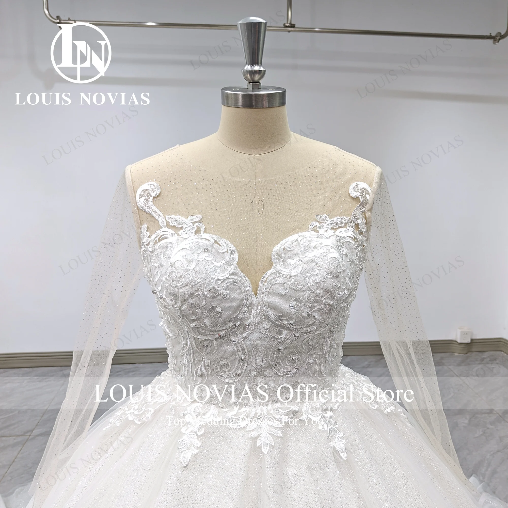 LOUIS NOVIAS Ball Gown Wedding Dress Sexy Bride Luxury Sweetheart Embroidery Beading  Long Sleeve Wedding Gown Vestidos De Novia