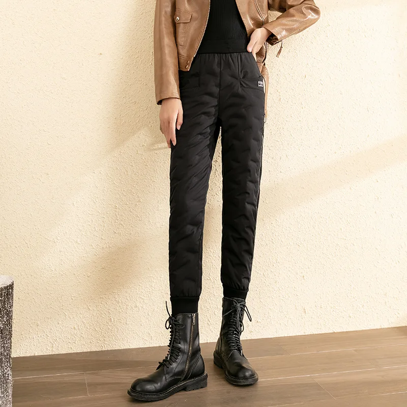 

Женские утепленные брюки-шаровары Slim Fit из хлопка с высокой талией, модные, тонкие, зимние, с манжетами
