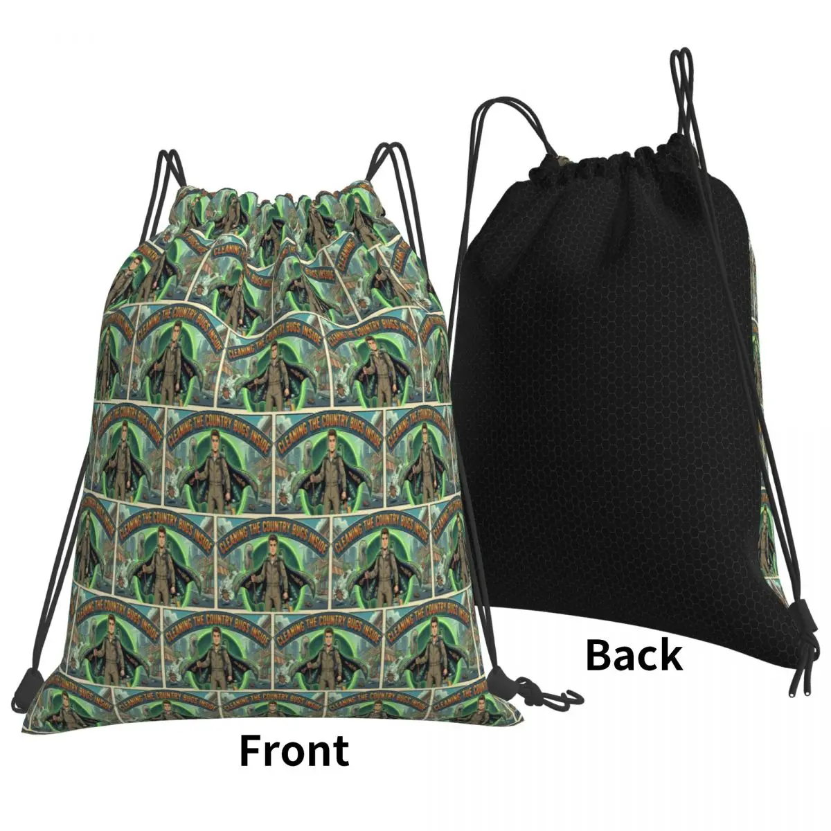 Inside Dangerous Bugs Backpacks Casual Drawstring Bundle Pocket Sports Bag Book Bags for Travel Students