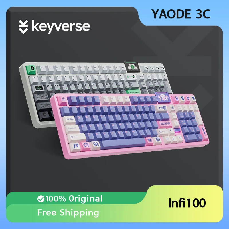 Keyverse Infi100 Mechanical Keyboard Tri-mode Bluetooth Wireless Aluminium Alloy RGB Hot-Swap Gasket Office PC Gaming Keyboards