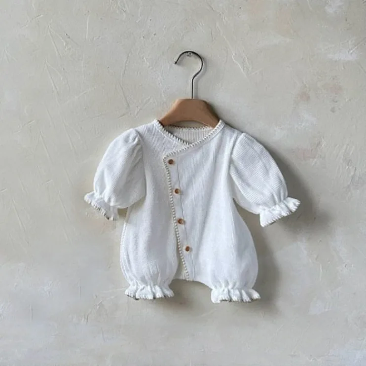 New Spring and Autumn Baby Long Clothes Children's Lantern Sleeve Solid Color Fashion and Comfortable Kids Jumpsuit