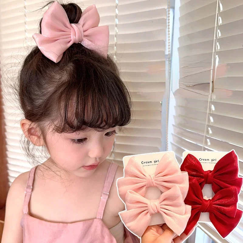 New Korean Fashion Children Bow Hair Pins Black Red Pink Princess Barrettes Girls Kids Children Hair Accessories