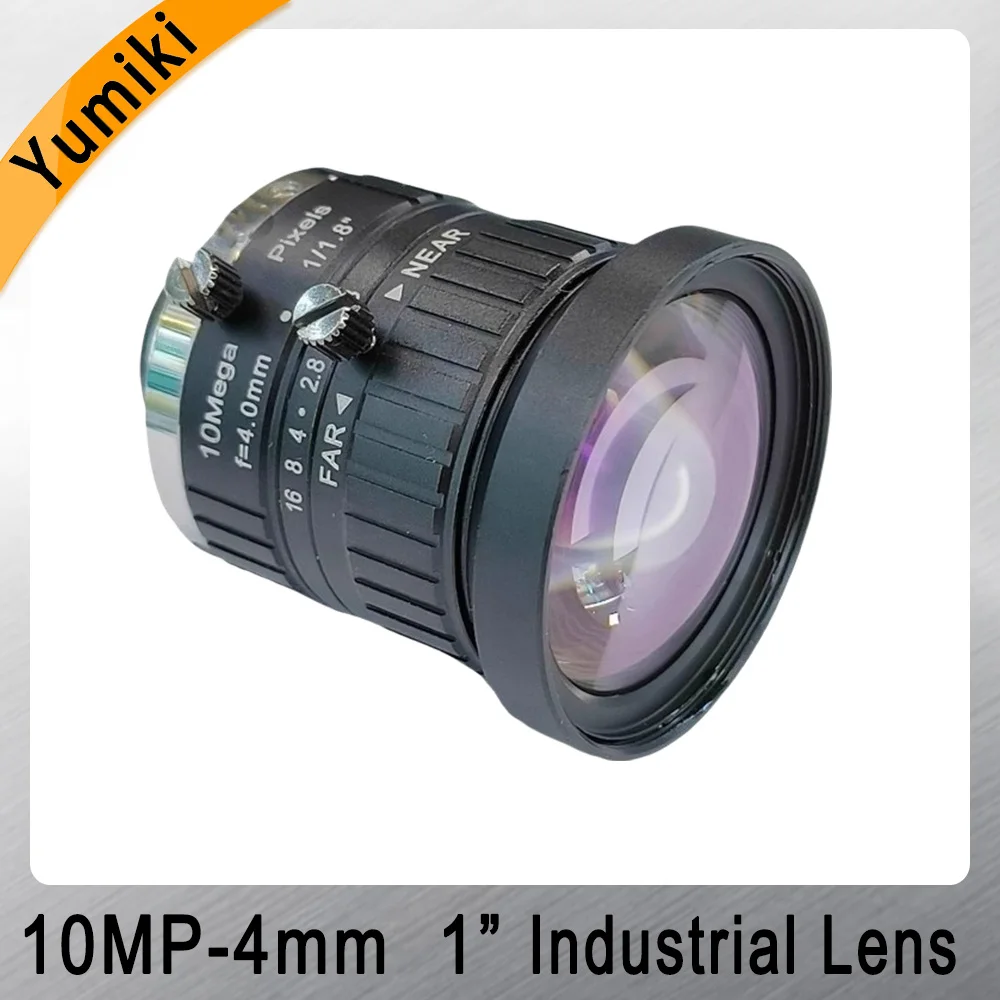 Industrial Camera Lens 4mm Machine Vision 10MP 1/1.8 Inch Wide Angle C- Port Non-Distortion Lens
