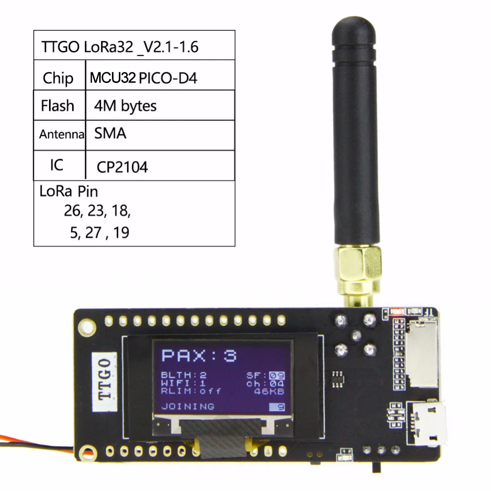 LoRa32 board MCU32 PICO D4 OLED 0.96 inch bluetooth WIFI wireless module 4M Flash SX1276 433MHz 915MHz 868MHz CH9102F chip