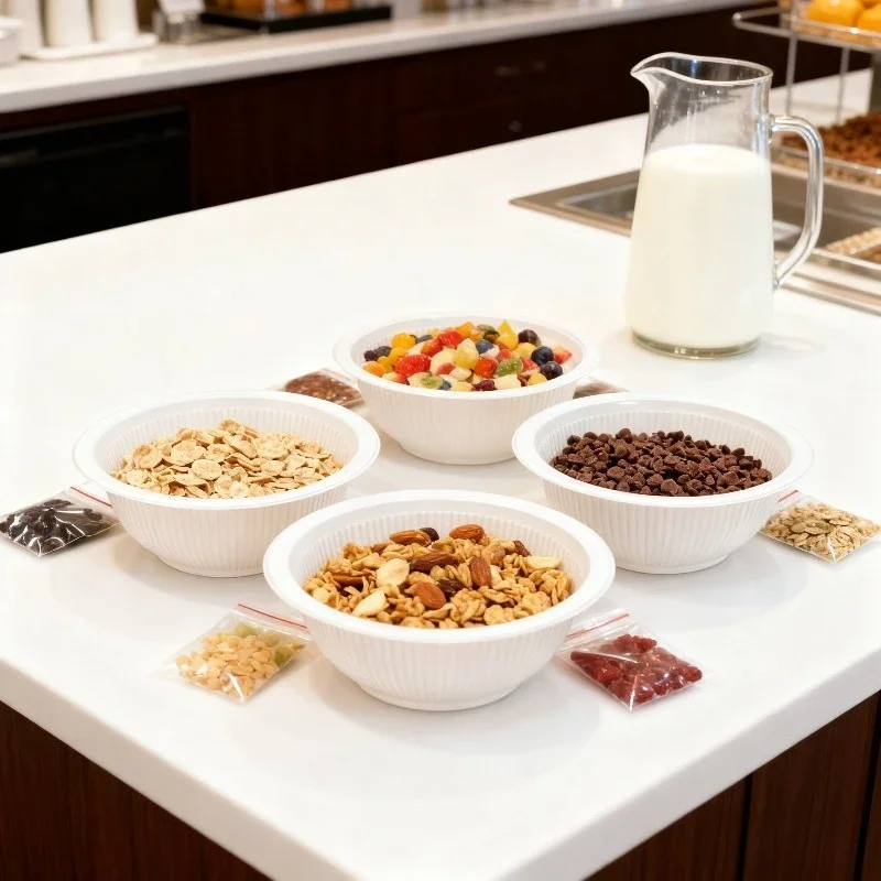 20/50 قطعة أطباق بلاستيكية بيضاء مخططة للاستعمال مرة واحدة مناسبة لحفلات أعياد الميلاد والحفلات العائلية وأدوات المائدة للاستعمال مرة واحدة