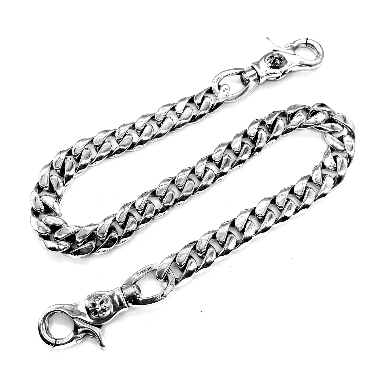 Personalized punk retro glossy double buckle pants chain