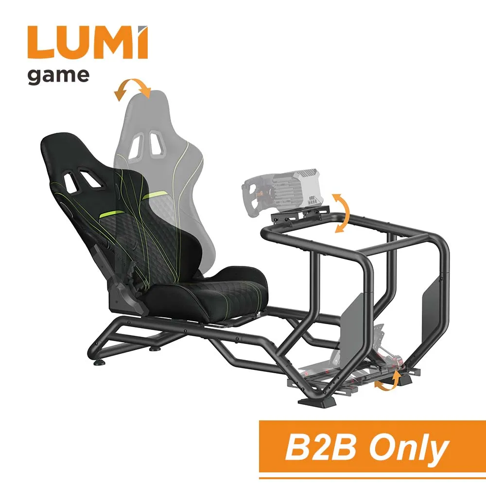 LRS14-BS04 Wider Adjustable Range Steel Racing Cockpit Sim Racing Equipment With Reclining PVC Cover Seat For  PC G920
