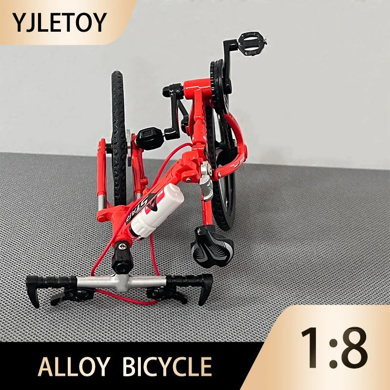 1:8 Mini Model Alloy Bicycle Foldable Diecast Decoration Metal Red Finger Bmx Mountain Mini Bike Simulation Collection Gift Toys