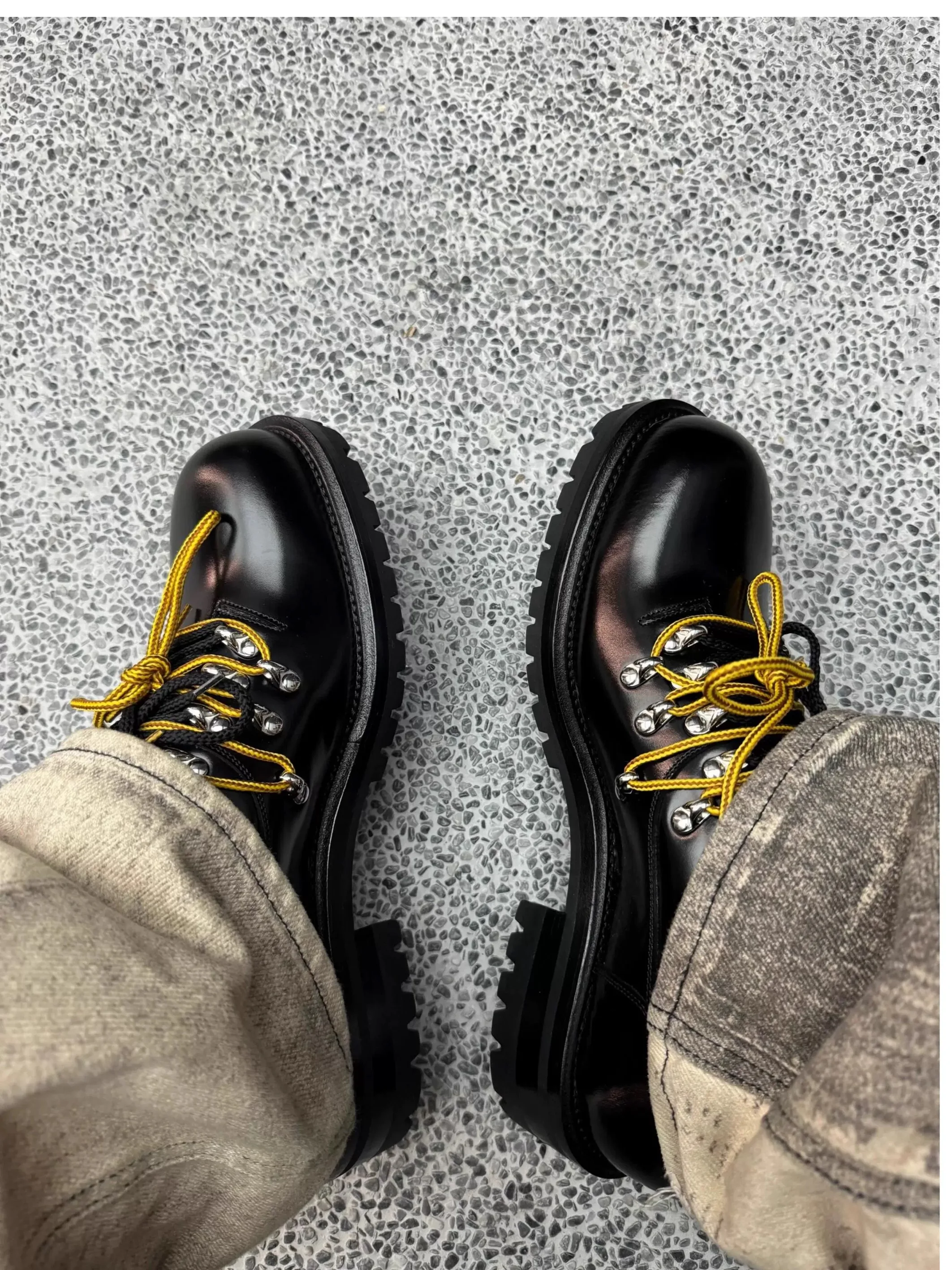 Men's Black Retro Thick-Soled Men's Shoes Metal Rivet Decor Derby Low Heel Round Toe Two-Tone Laces British Style Casual Lofers