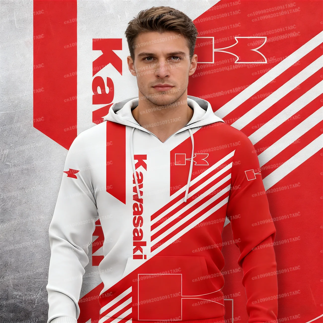 

(Kawasaki) Мужская толстовка Kawasaki с капюшоном Верхний пуловер на весну, осень и зиму с различными узорами Женская толстовка с капюшоном