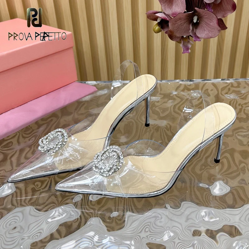 

Rhinestone Decorated Pointed High-heeled Hollow Sandals Fashinable High-end Beautiful Princess Shoes Female Party Wedding Heels