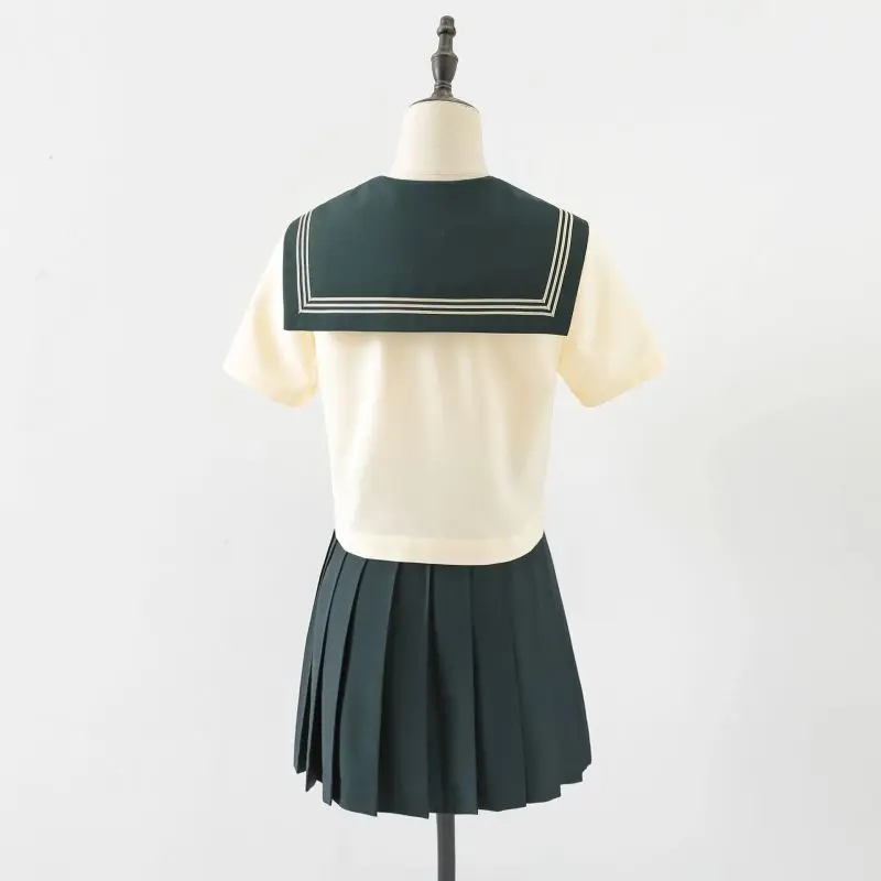 Japanese Harajuku Jk Uniform Kawaii Girl Clothes Green Sailor Long Short Sleeve Student Basic Set Shirt Skirt Bow Suit