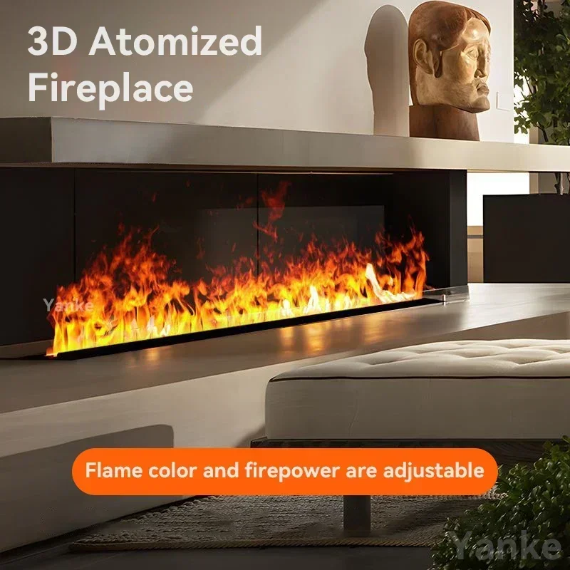 3D Embedded Atomized Fireplace RGB Bar Villa Simulated Charcoal Colorful Flame Humidifier Electronic Fireplace Tv Stand