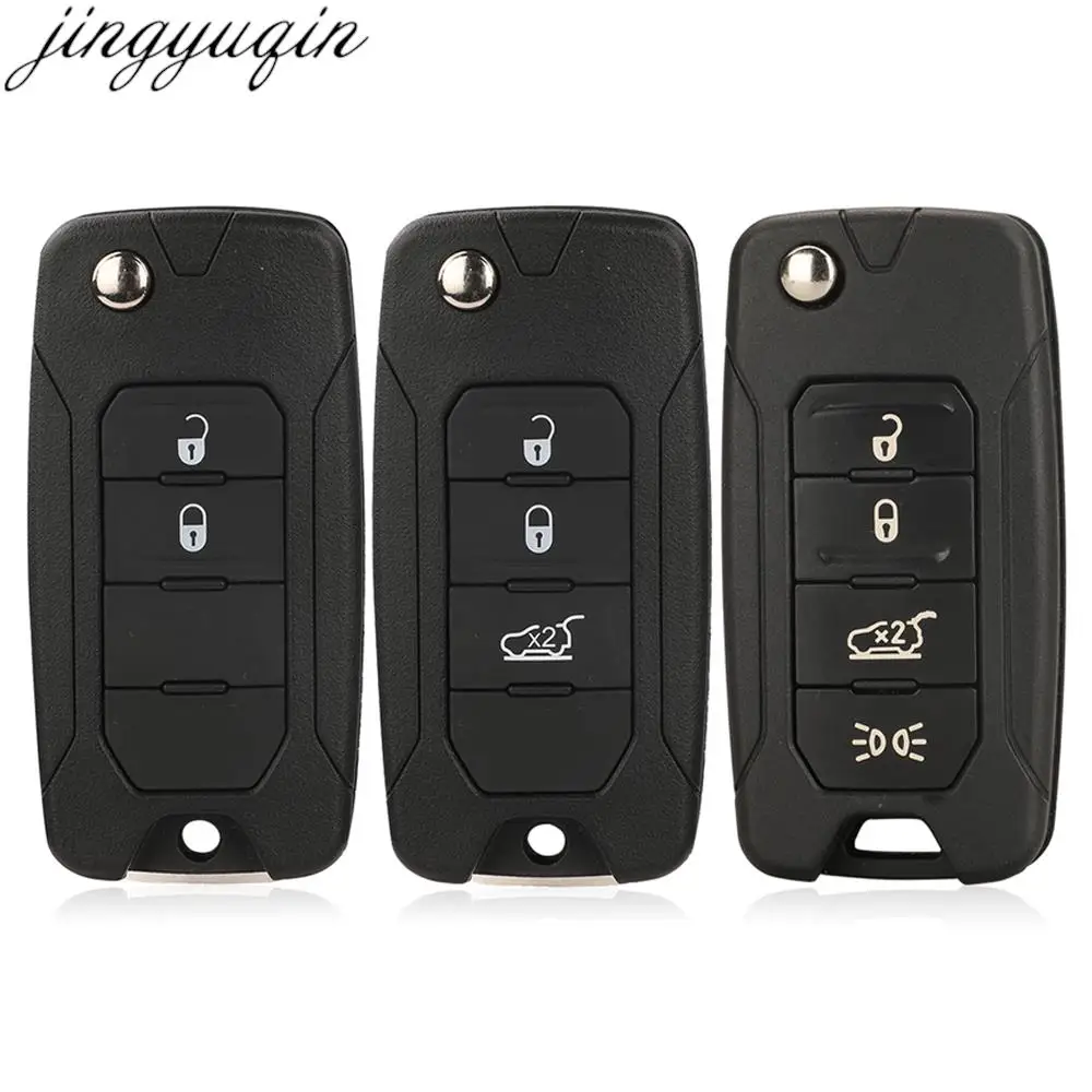 Jingyuqin 5pcs 2/3/4 Button Flip Remote Key Case Shell For Jeep Compass Grand Cherokee Renegade 2016-2018 2ADFTFI5AM433TX SIP22