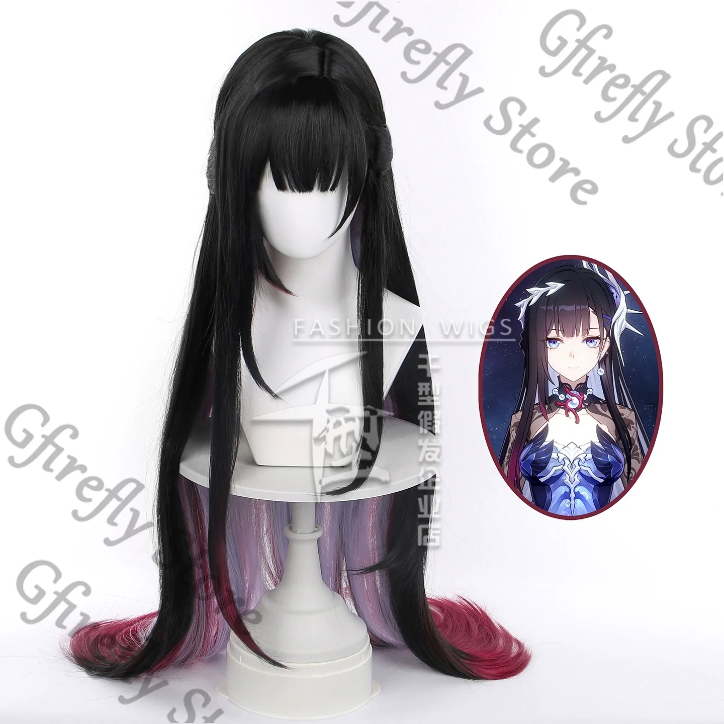 

Hysilens Color-blocking gradient Wig Honkai: Star Rail Cosplay Periwig Costumes Props Simulated Scalp Hairpiece High Quality
