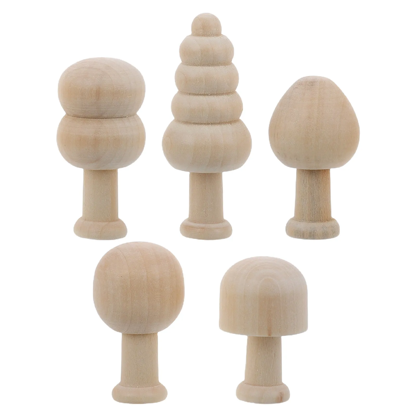 1Set Unpainted Wooden Mushroom Tree Figures DIY Craft Blank Painting Ornaments Home Decor Garden Decoration Artistic Project