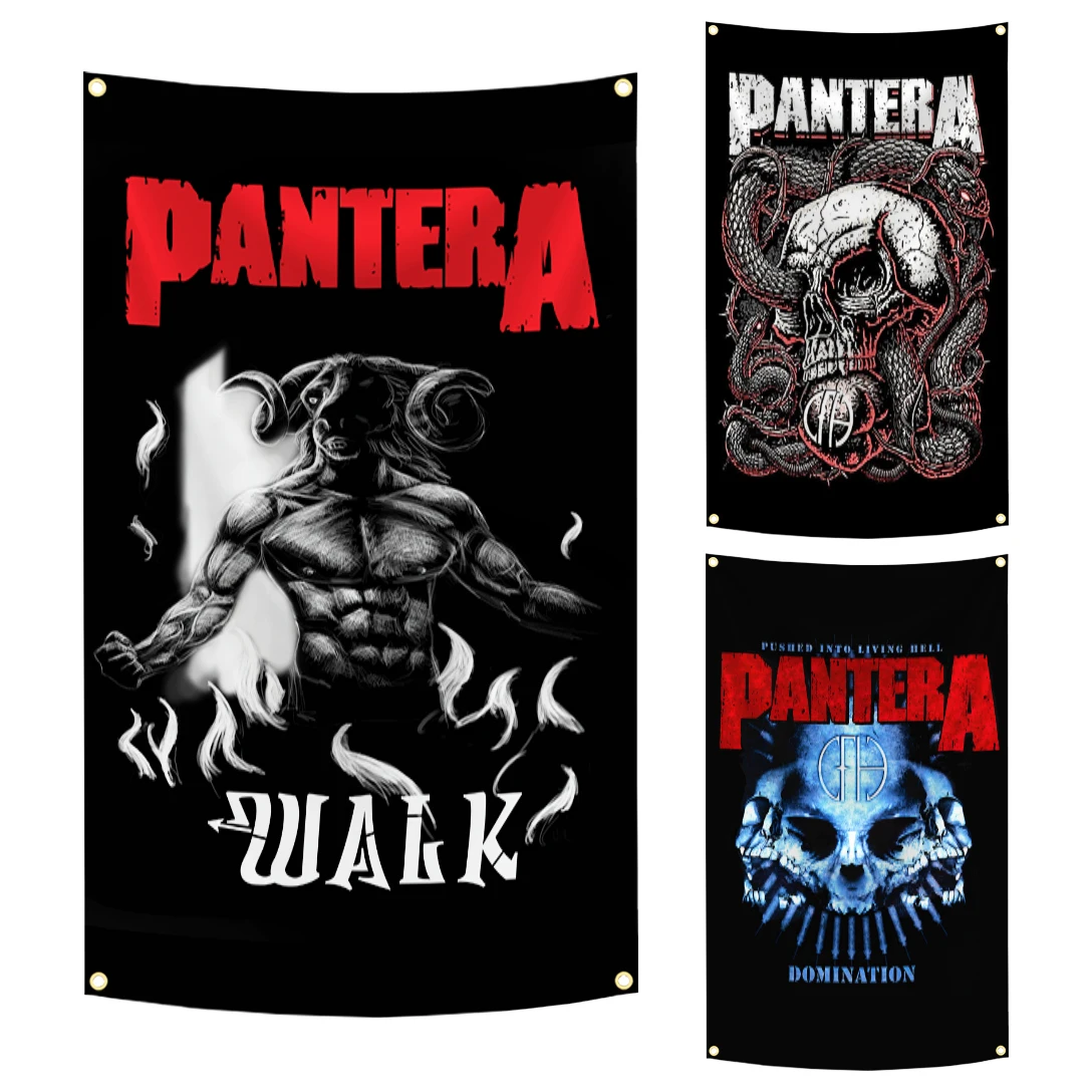 Panteras Heavy Rock Band Flag Tapestry Polyester Digital Printing Banner for Garage Wall Art Out Door Decoration