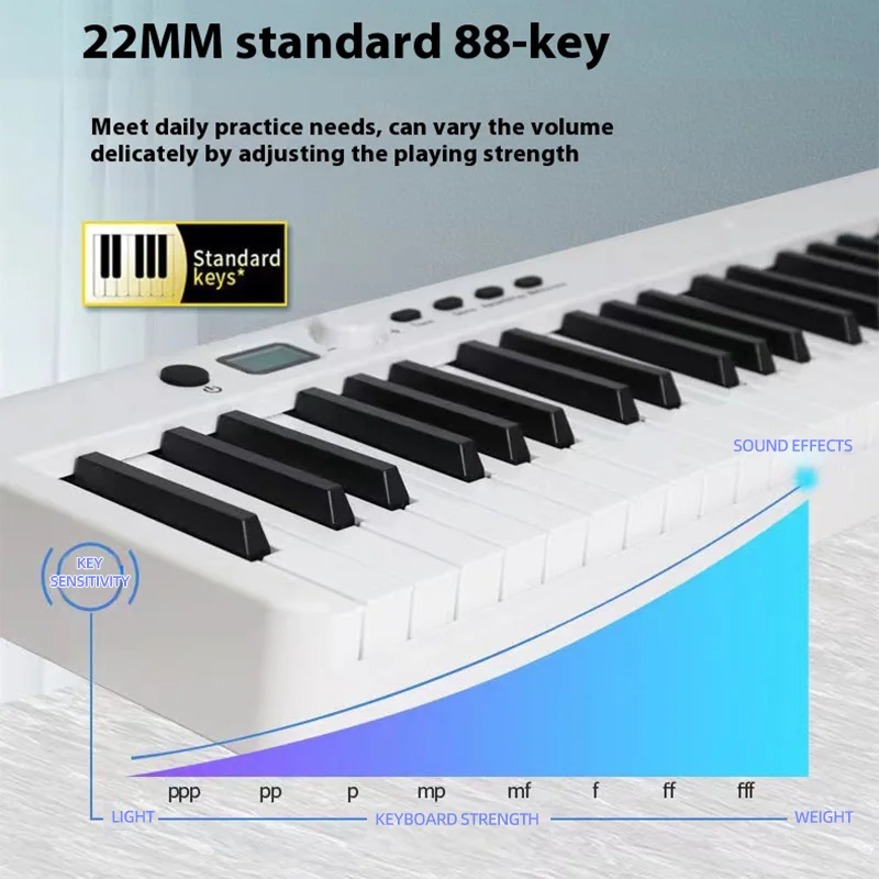 طوي 88 مفتاح البيانو الإلكتروني المحمولة لوحة المفاتيح الإلكترونية الجهاز أداة الممارسة المهنية المنزل ميدي الموسيقية بلوتوث