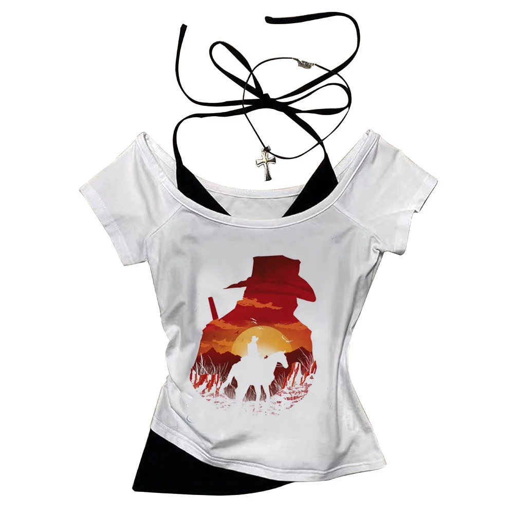 Red Dead Redemption 2 top tees female hip hop University women Vintage tshirt Punk Classic anime Comfortable Pop Culture Trendy
