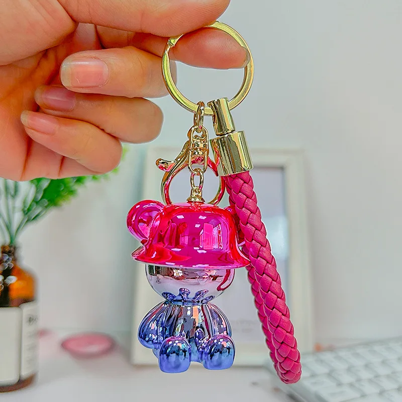 5pcs Colorful Bear Keychain Couples Gift Key Chain Animal Doll Key Ring For Bags Creative Fashion Cool Car Accessories Pendant