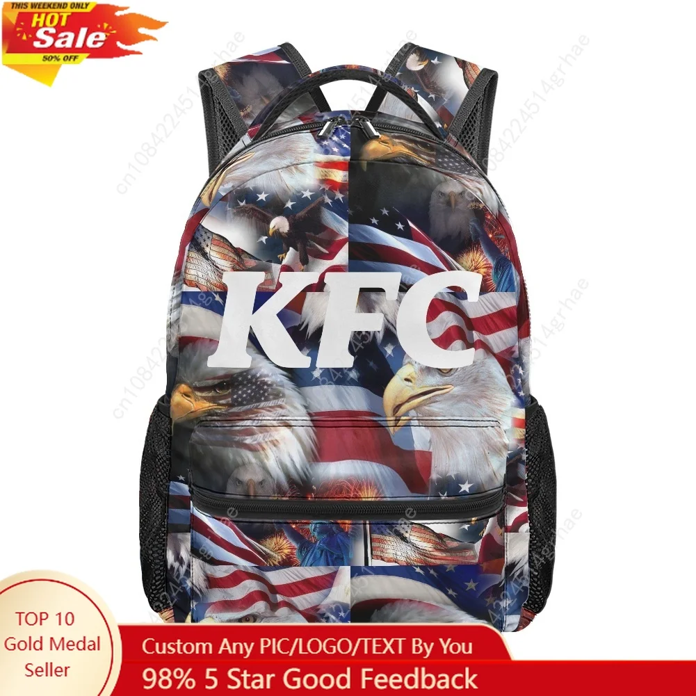 KFC Fried Chicken All-over Print Student Backpack Custom Casual Suitable for Travel and Camping Lightweight, and Easy To Clean