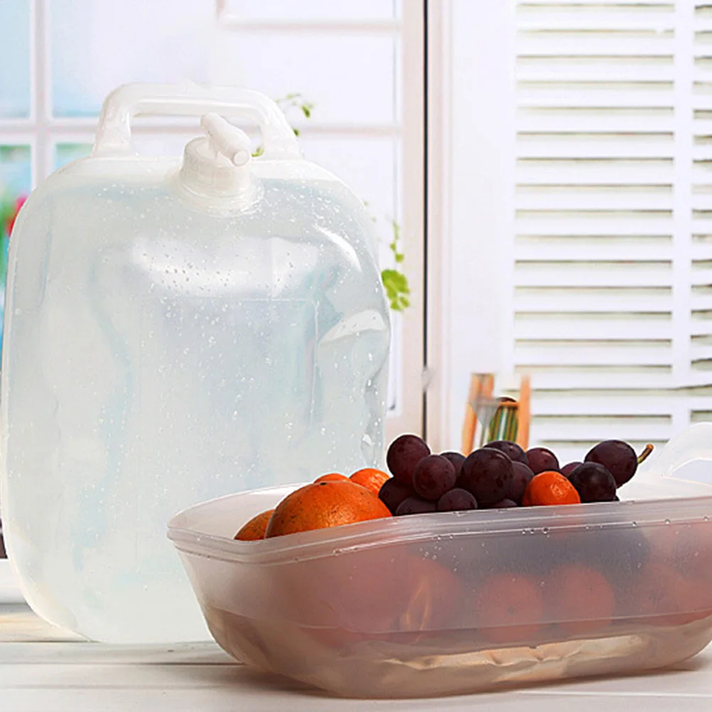 

1pc Folding Bucket Large Capacity Portable Outdoor Camping Water Tank Pe Material Lightweight Spigot Water Jug Compressible For