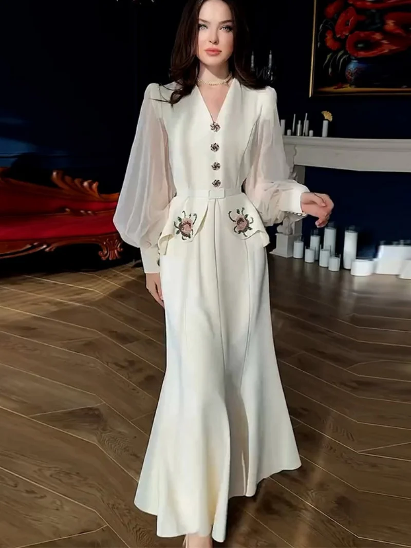 

Summer 2026 Elegant Embroidered Long Fish-Tail Evening Gown for Ladies New Arrival Lady's Dress