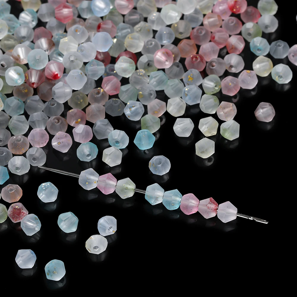 

100Pcs/lot Glass Geometry Beads 4mm Makaron Color Sparkling Beads Fashion DIY Jewelry Necklace Earrings Making Accessories
