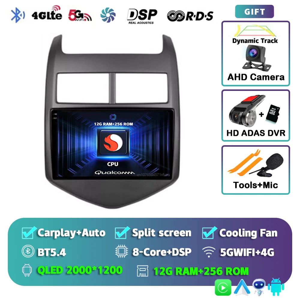 Android 15 CarPlay Auto Radio Multimedia Speler Voor Chevrolet Aveo 2 Sonic T300 2011-2015 Navigatie GPS 2din Stereo Audio