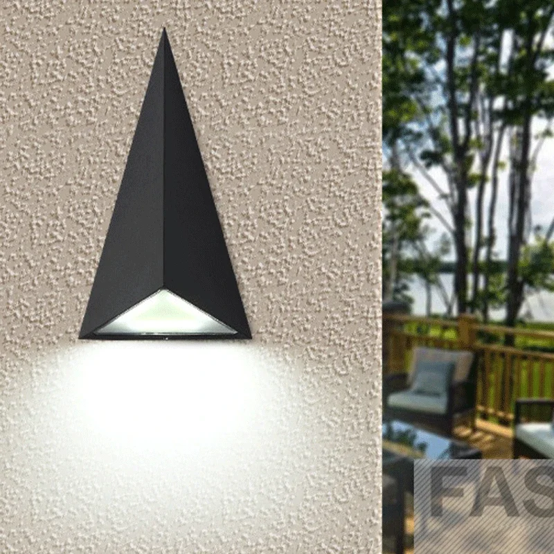 Luces Triangulares creativas para porche, impermeables, IP54, 9W, LED, iluminación moderna para jardín, patio, pasillo, balcón, lámparas de pared