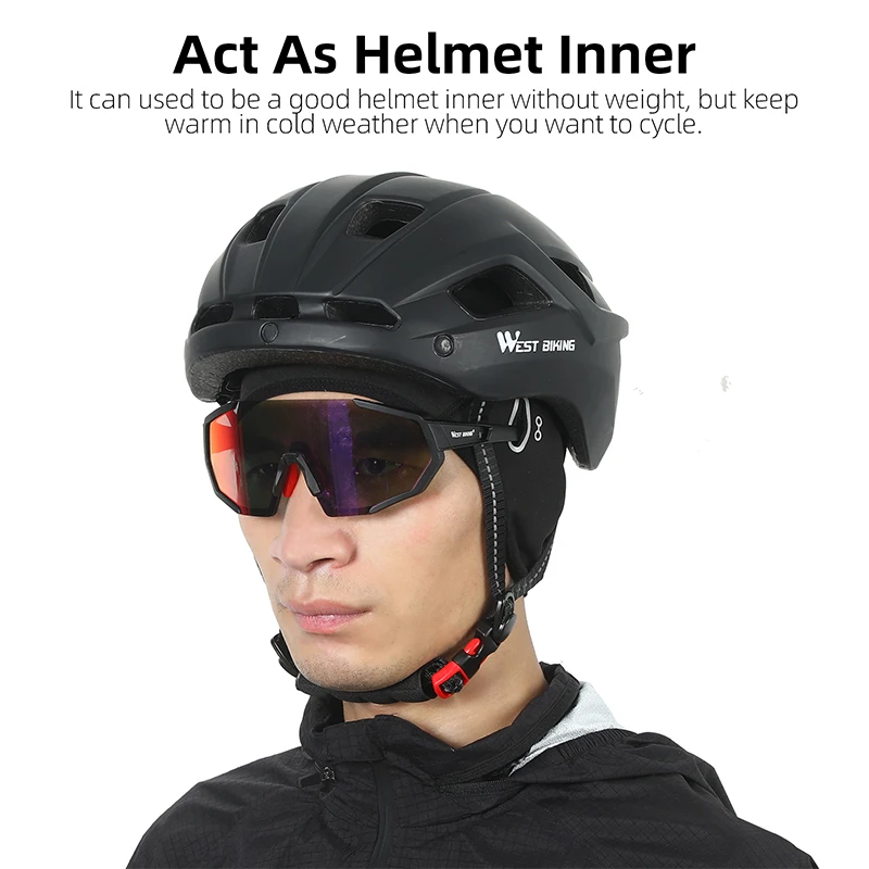 WEST RADFAHREN Winter Fleece Radfahren Kappe Winddicht Thermische Schädel Kappe Helm Liner Laufen Skifahren Motorrad Reiten Männer MTB Fahrrad Hut – Detail 1