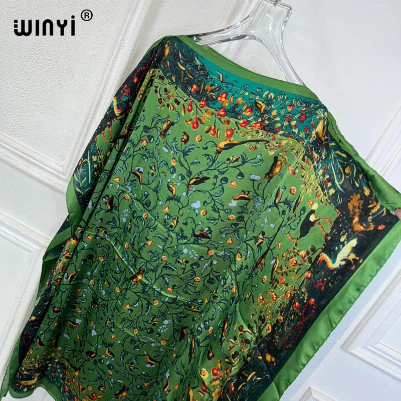 WINYI summer dresses sexy african women free size dress boho print beach wear party dresses Femme kaftan Muslim beach cover ups