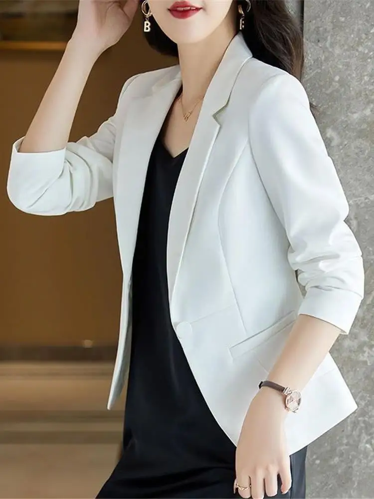 

Faionable ort Thin Women's Suit Jaet Spring Autumn Korean Sle Cleanfit Casual Workwear Long Sve One Button