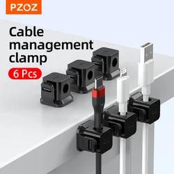 PZOZ-organizador de cables de 6 piezas, soporte de Cable USB, enrollador de escritorio, Clips ordenados para ratón, auricular, Protector de línea de datos