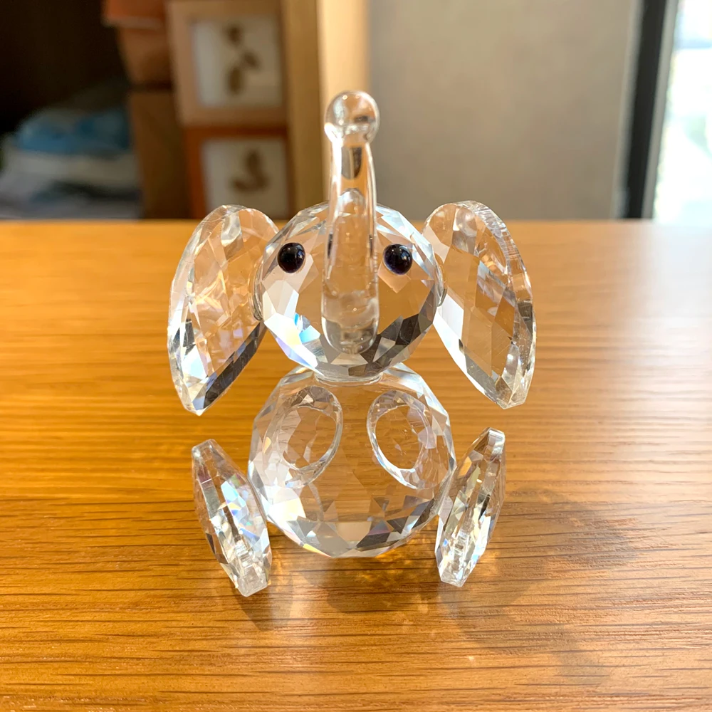 Crystal Elephant Statue Figurine Glass Art Elephant Animals Collectible Gift Home Decor Table Centerpiece ﻿