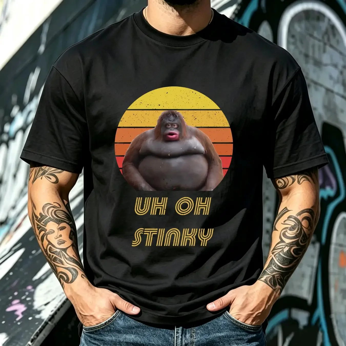 washed T Shirt Uh Oh Stinky Meme Funny Dank Poop Edgy long or short sleeves vintage Washed designer clothes Comfortable