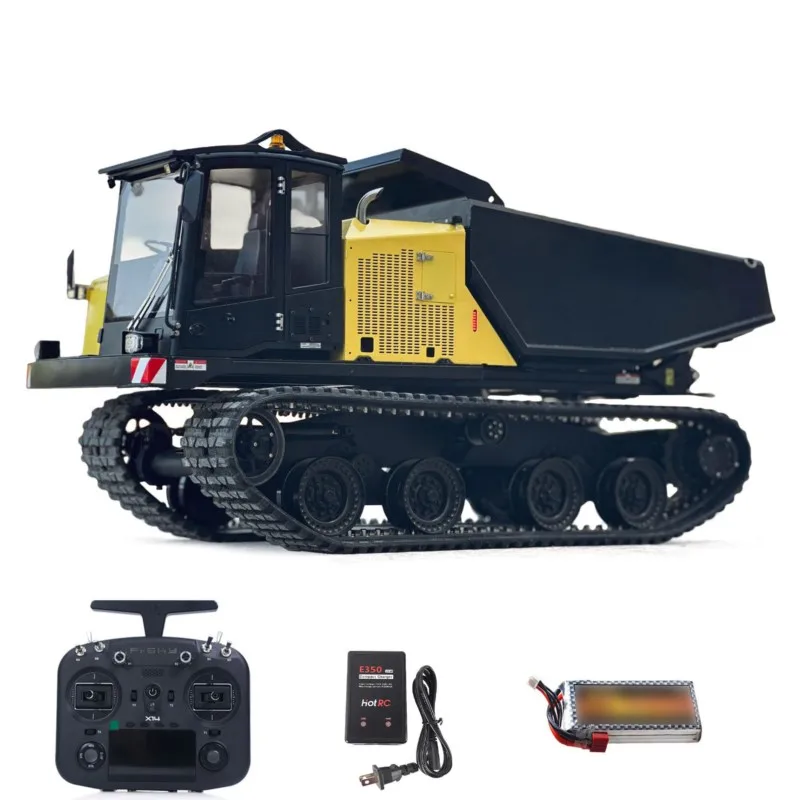 1/14 Super Frog T14R Panther RC Camion con cassone ribaltabile cingolato idraulico Radiocomandato in metallo ribaltabile Veicolo da costruzione X14 Macchina