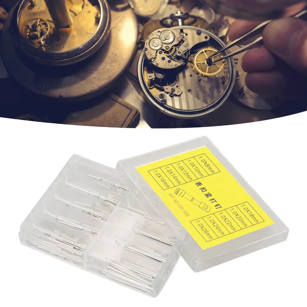 Silver Watch Strap Pin Set Stainless steel Diameter 1mm Watch Band Fixing Fastening Nails Watch Strap Repair Accessories
